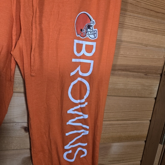 NFL Team Apparel Cleveland Browns Pajama Lounge Pants Logo Orange Womens Large - Picture 2 of 4